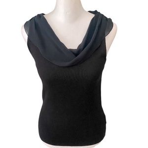 Vintage 90s / Y2K Nine West Silk Drape Neck Top size women’s small - black
